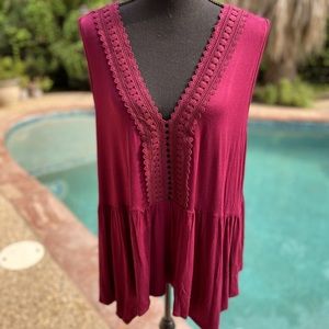 Burgundy, sleeveless, Blouse, size 2XL